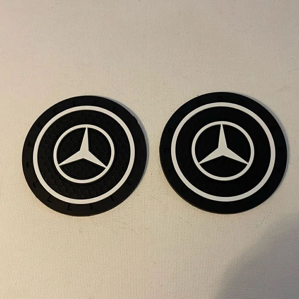 Mercedes Benz Logo Car Cup Holder Coasters set of 2 NWT